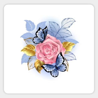 Pink Roses with Butterflies Sticker